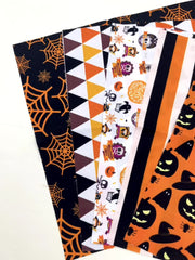 5pcs Halloween Polyester Fat Quarters Sewing Craft Fabric - DIY Halloween Decor