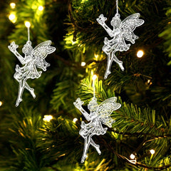 3pcs Christmas Acrylic Snowflake Ice Angel Wing Pendants