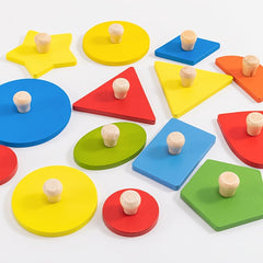 Early Education Geometric Shape Puzzle Board Triangle Square Hand Grip