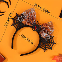 Halloween Spider Ears & Bow Headband with Red Rhinestone Costume Accessory