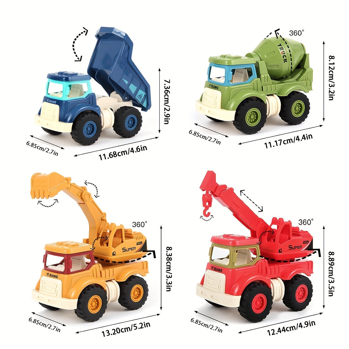 Construction Truck Toys Set for 3-6 Year Olds