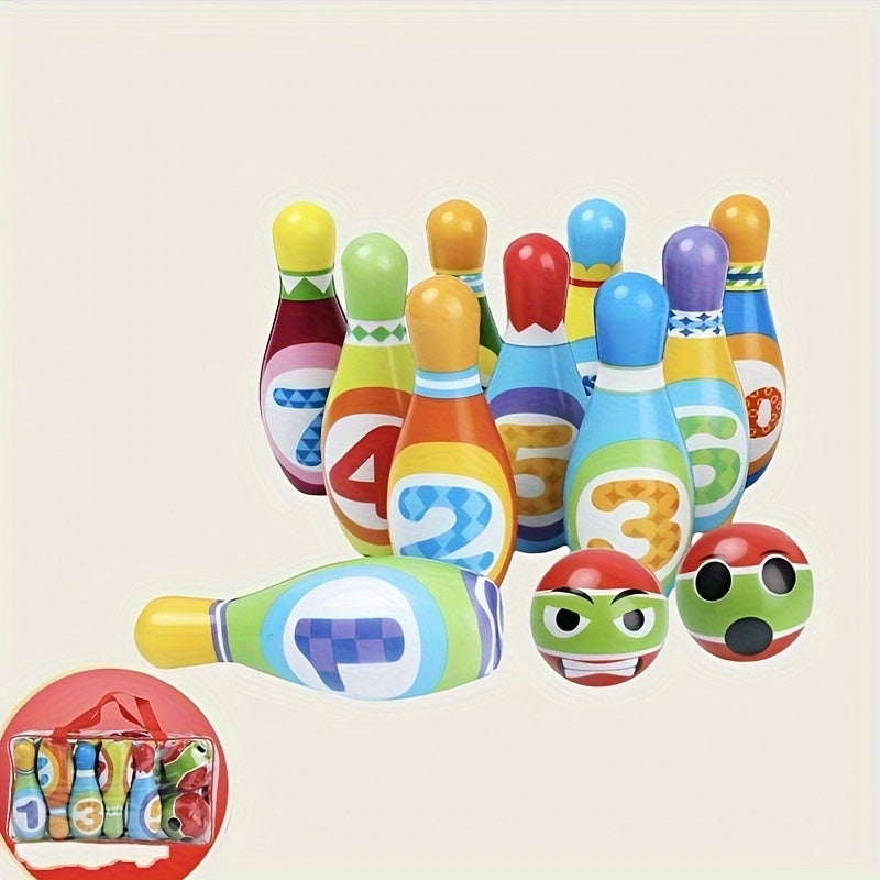 Kids Bowling Set with Soft Cotton Balls and Numbered Pins