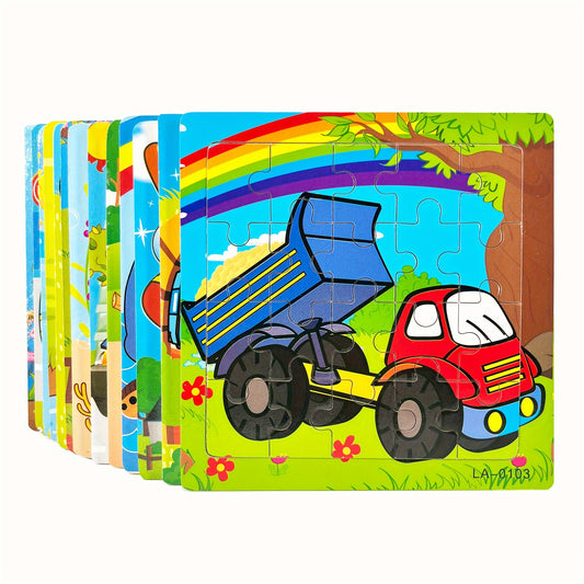 Wooden Jigsaw Puzzle Transportation and Marine Animal Toy