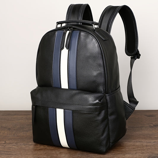 Stylish Cowhide Leather Backpack for Men - Durable & Spacious Travel Companion