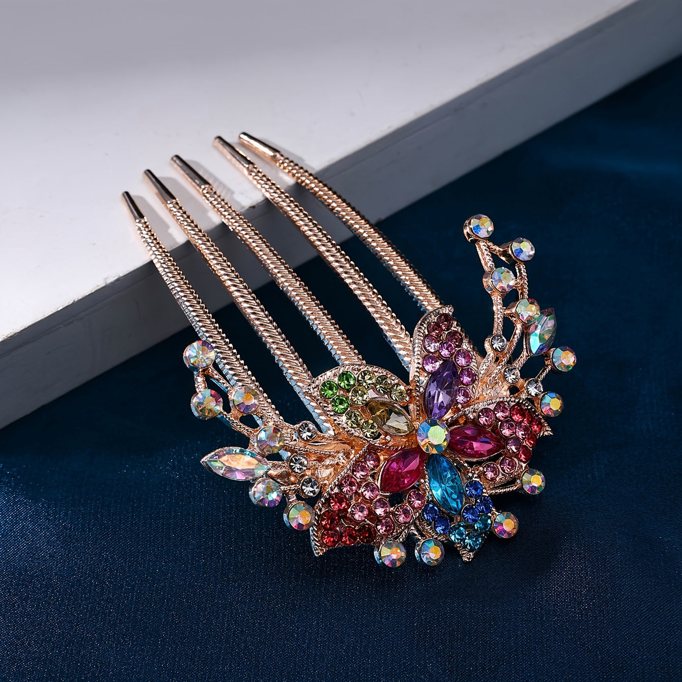 Vintage Rhinestone Hair Comb for Women Elegant Princess Style