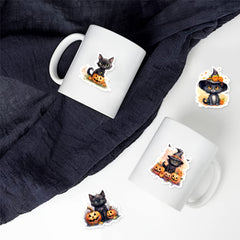 50 Retro Cat Halloween Stickers for Scrapbooking Waterproof