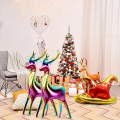 2pcs Golden Reindeer Balloons Large Foil Xmas Winter