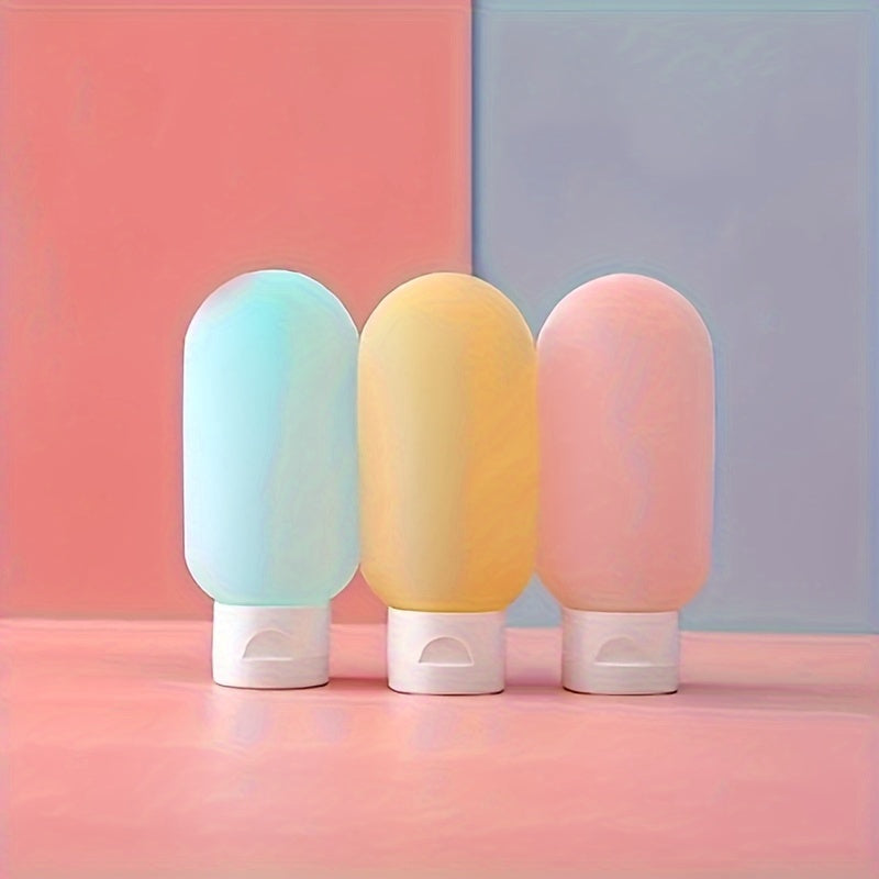 3pcs Silicone Travel Bottles Leakproof Refillable Squeeze Tubes Vibrant Colors