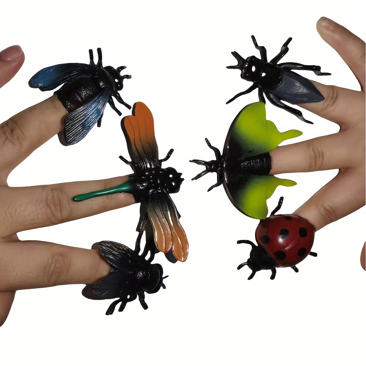 6pcs Finger Puppet Insects Soft Rubber Set for Interactive Play