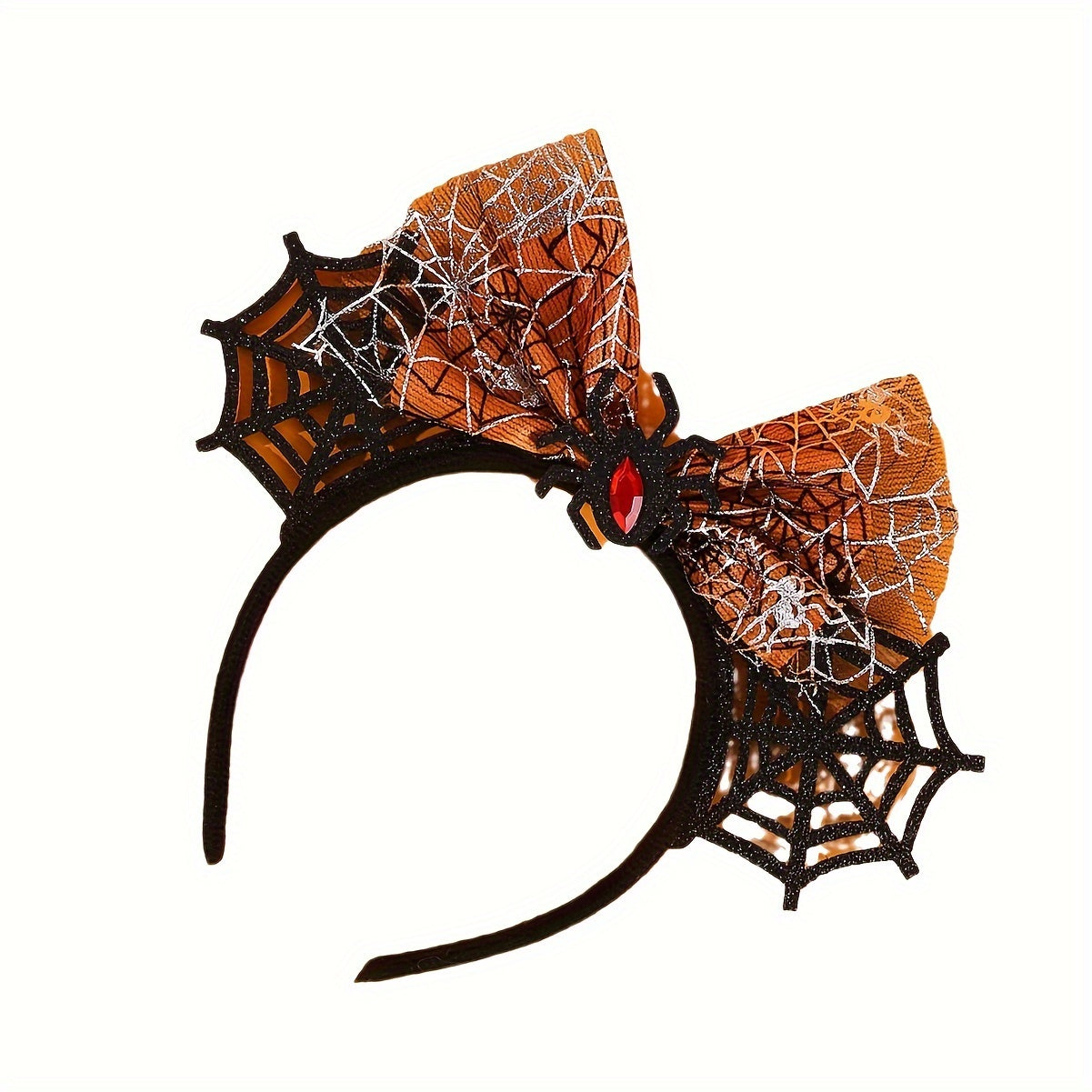 Halloween Spider Ears & Bow Headband with Red Rhinestone Costume Accessory