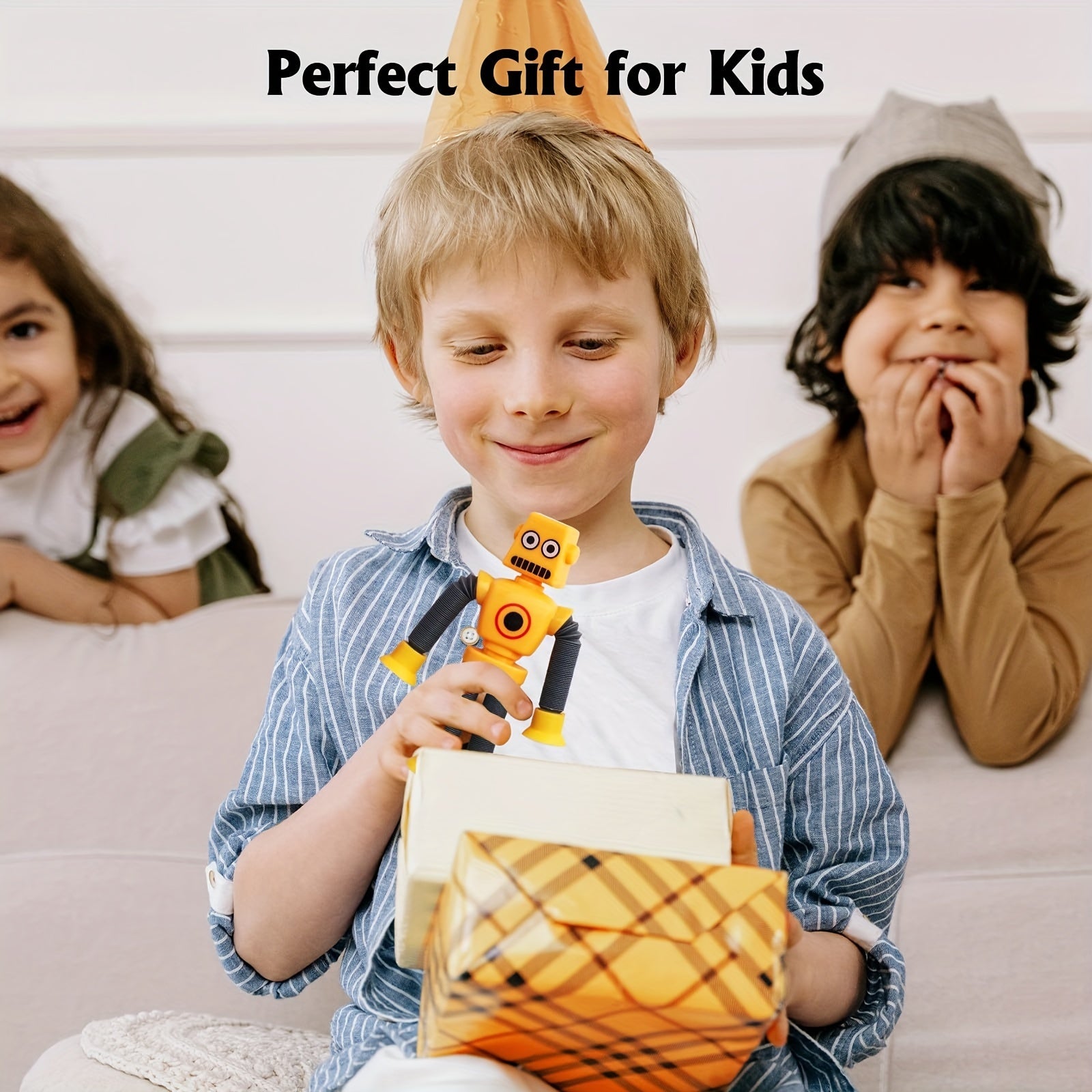 4pcs Pop Tube Sensory Toys Robot Tube, Suction Cup Robot Toys