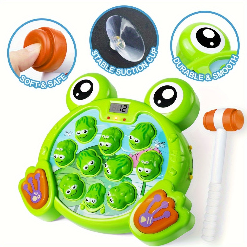 Whack a Frog Game with 2 Hammers Perfect Birthday Gift Green PP Material