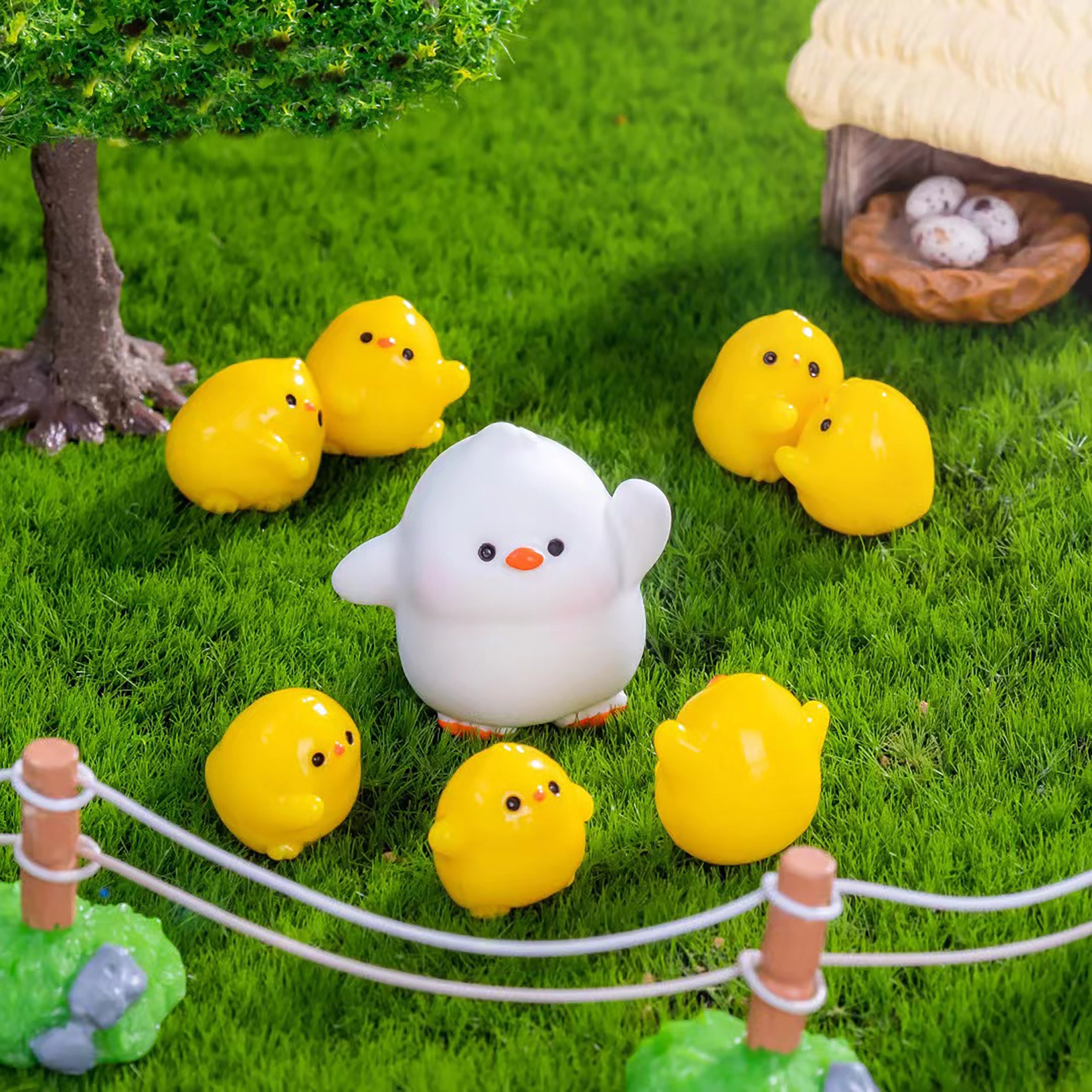 10pcs Yellow Duck Family Resin Figurines for Outdoor Play & Home Decor