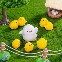 10pcs Yellow Duck Family Resin Figurines for Outdoor Play & Home Decor