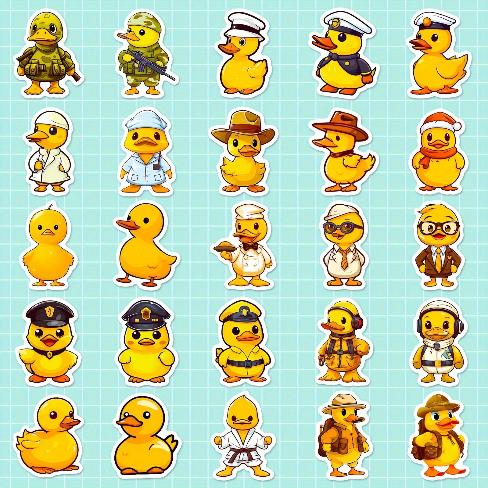 50pcs Yellow Duck Stickers for Guitar Skateboard Laptop Car Helmet