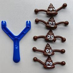 Funny Prank Poop Slingshot Toy Set 6 Pack for Kids Mixed Novelty Gag Gift Poo La