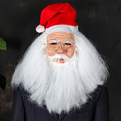Latex Santa Mask with Realistic Beard for Christmas Cosplay
