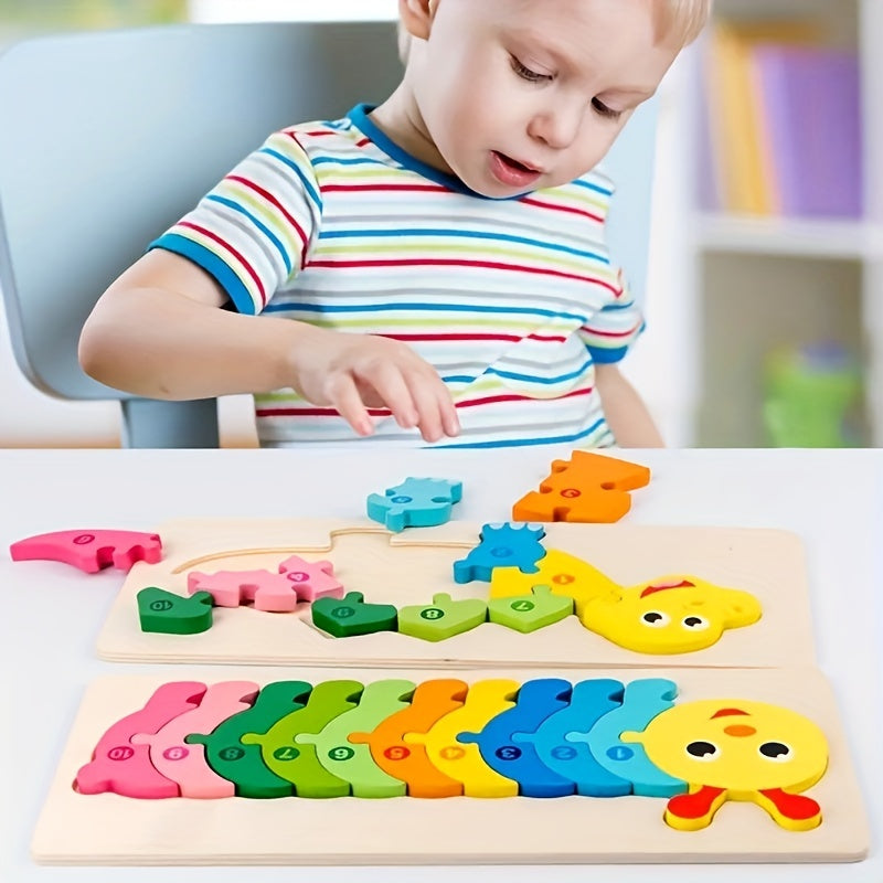 Kids Animal Buckle Wooden Puzzle 1-3 Years Old