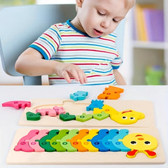 Kids Animal Buckle Wooden Puzzle 1-3 Years Old