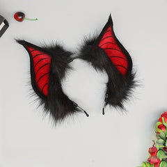 Bat Ears Headband Faux Fur Cosplay Accessory for Halloween Party