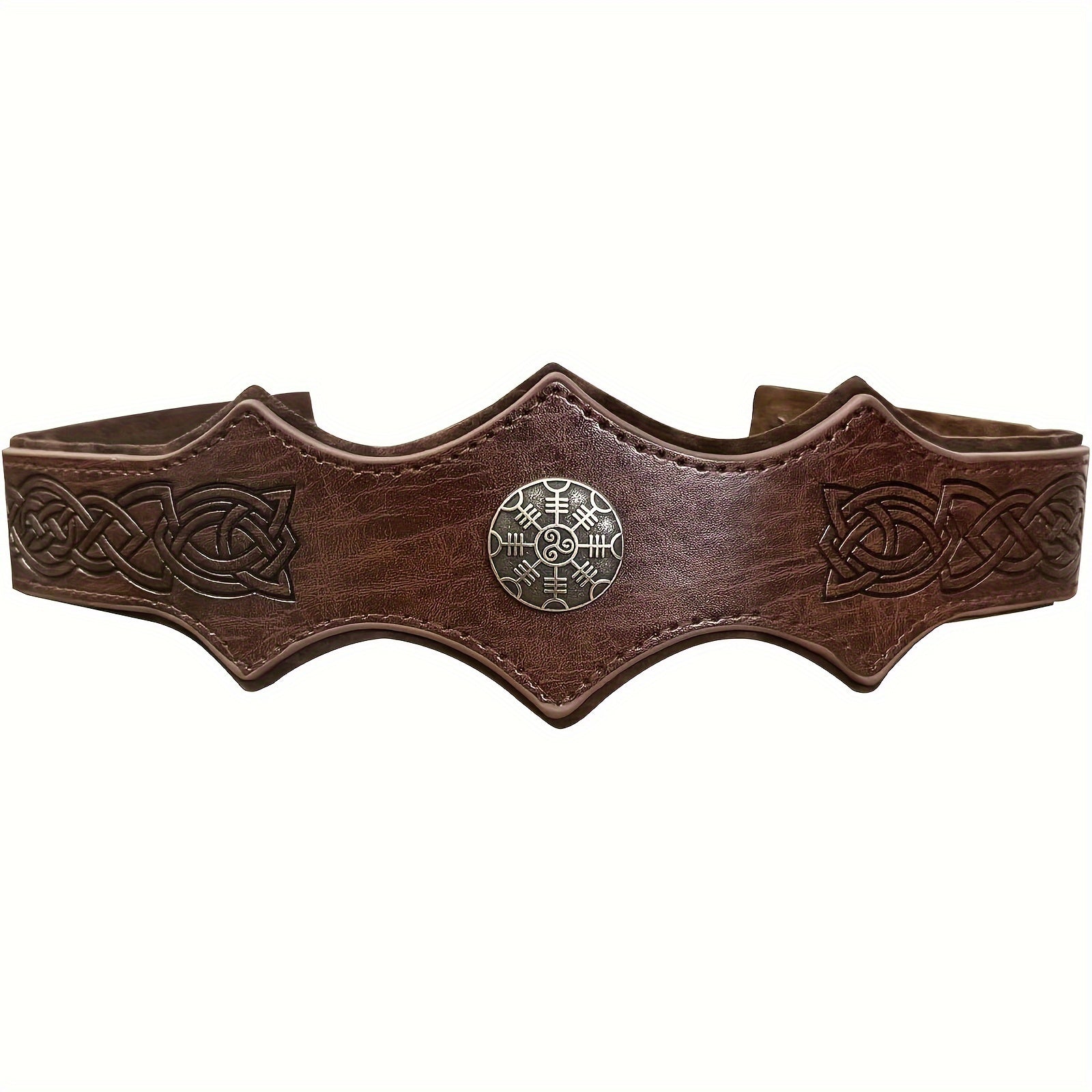 Medieval Embossed PU Leather Headwear Men's Adjustable Headband Retro Roleplay