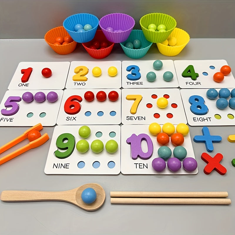 Wooden Number Counting Math Toy for Kids Ages 3-6