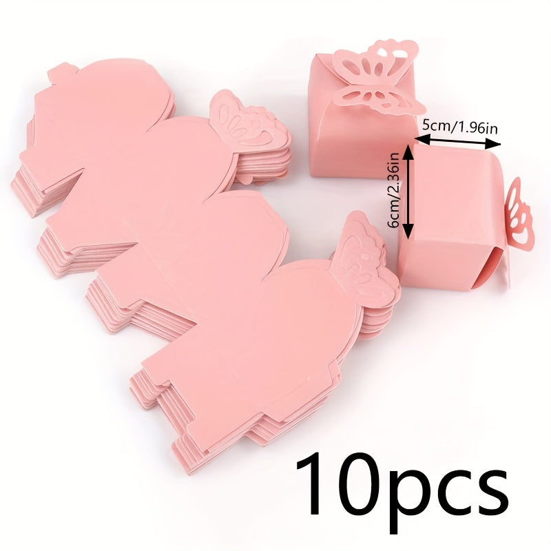 10pcs Pink Pearl Butterfly Gift Boxes Party Table Decoration Wedding Favors