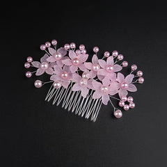Faux Pearl Flower Hair Comb Chignon Wedding Bridal Hair Access