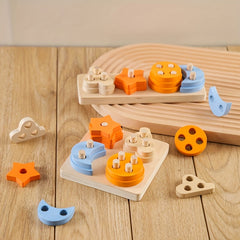 Wooden Geometric Shape Matching Column Group Toys