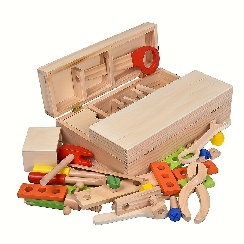 Wooden Children DIY Hand Lifting Tool Box Toy