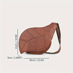 Leaf Shaped Sling Backpack Leather Fanny Packs Vintage Chest Bags