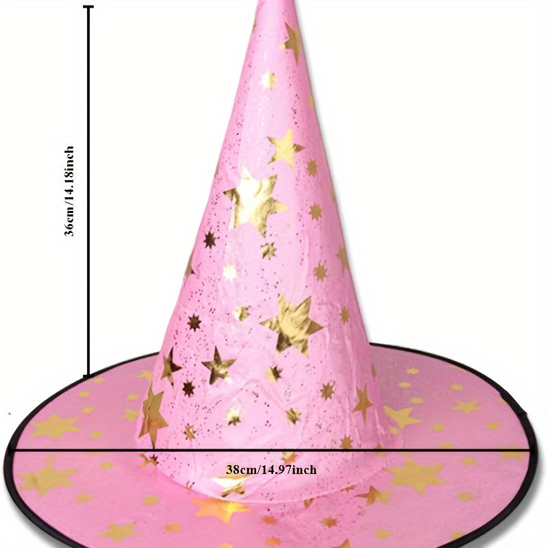 Spooky Witch Hat with Star Accents for Halloween & Magician Costumes
