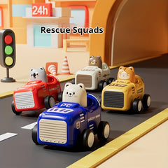 Kids' Cartoon Animal Cars Inertia Toy Vehicles Red Yellow