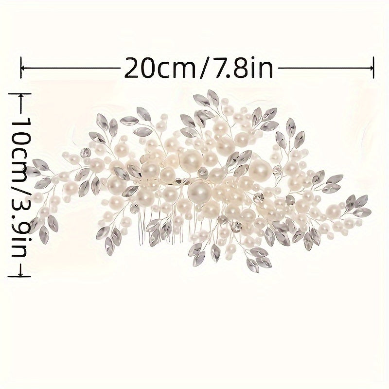 Bridal Hair Comb with Rhinestones & Pearls - Wedding Accessory