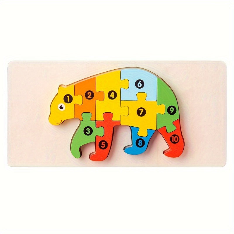 Wooden Animal Puzzles for Kids - Educational Shape Matching Toys