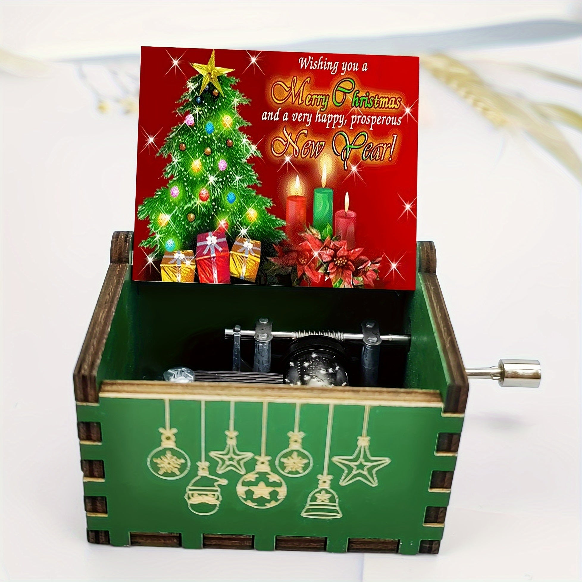 Classic Christmas Tree Hand Cranked Music Box 1pc
