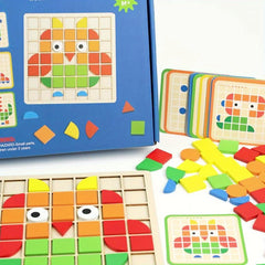 Early Education Puzzle Wooden Three dimensional Mosaic Puzzle Building Blocks