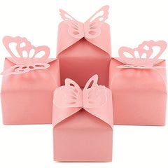 10pcs Pink Pearl Butterfly Gift Boxes Party Table Decoration Wedding Favors