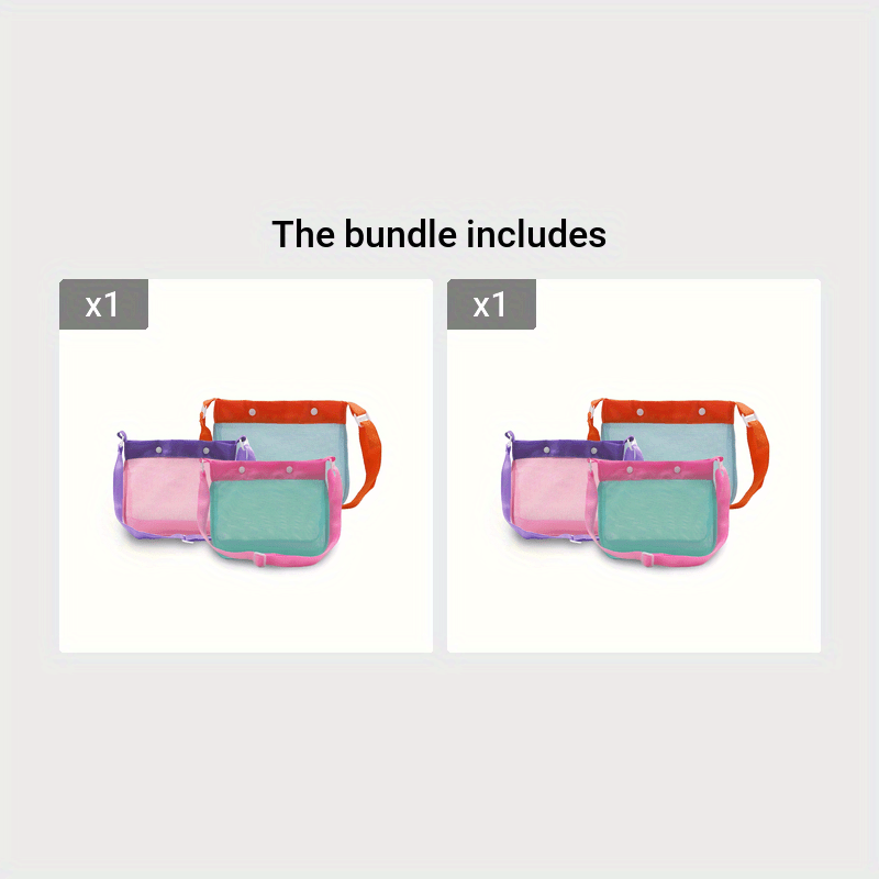 2pcs Mesh Beach Toy Bag Sand Toys & Seashell Collecting Ideal Pool Swim