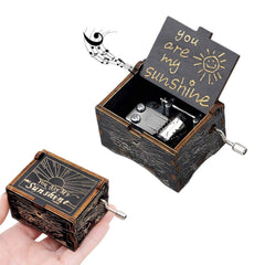 Hand Crank Laser Engraved Wood Music Box - You Are My Sunshine