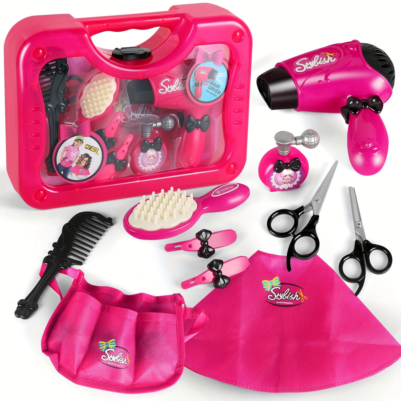 Girls Beauty Salon Set Pretend Play Stylist Hair Cutting Kit