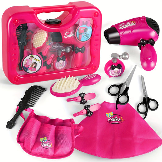Girls Beauty Salon Set Pretend Play Stylist Hair Cutting Kit