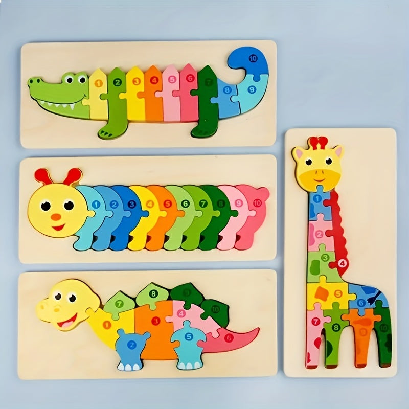 Kids Animal Buckle Wooden Puzzle 1-3 Years Old