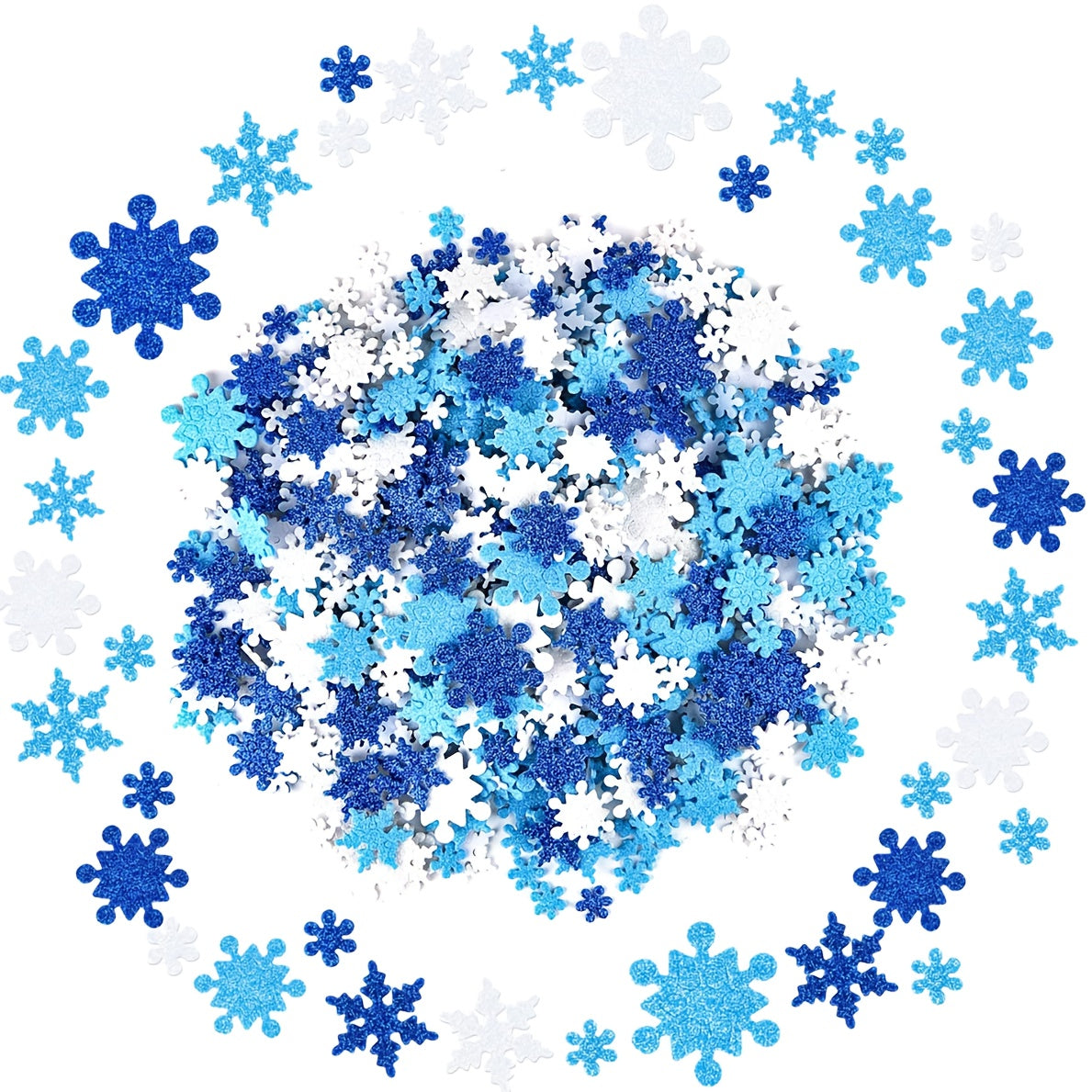 200pcs Christmas Foam Stickers Snowflake Shape Self Adhesive Crafts
