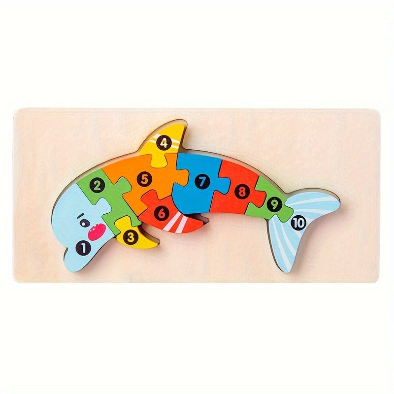 Wooden Animal Puzzles for Kids - Educational Shape Matching Toys