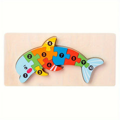 Wooden Animal Puzzles for Kids - Educational Shape Matching Toys