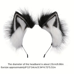 Plush Cat Ears Headband Soft Faux Fur Ear Accessory for Cosplay & Halloween