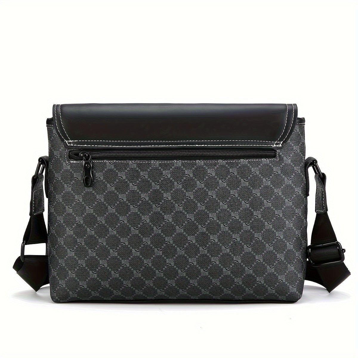 Casual Plaid Messenger Bag for Men Water Resistant PU Shoulder Crossbody Bag