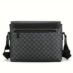 Casual Plaid Messenger Bag for Men Water Resistant PU Shoulder Crossbody Bag