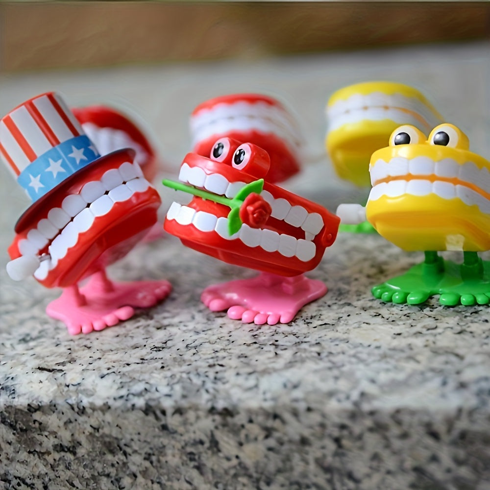 7pcs Chattering Teeth Wind Up Walking Teeth Toys Funny Joke Novelty Assorted Col